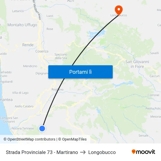 Strada Provinciale 73 - Martirano to Longobucco map