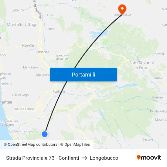 Strada Provinciale 73 - Conflenti to Longobucco map