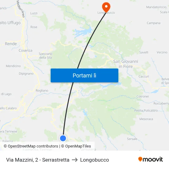 Via Mazzini, 2 - Serrastretta to Longobucco map