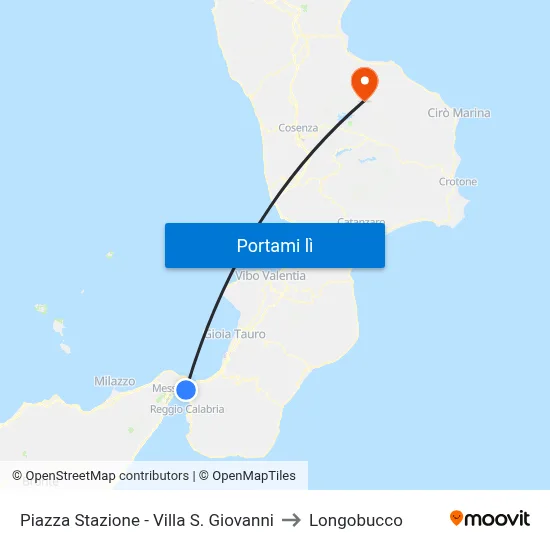 Piazza Stazione - Villa S. Giovanni to Longobucco map