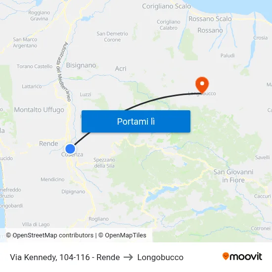 Via Kennedy, 104-116 - Rende to Longobucco map