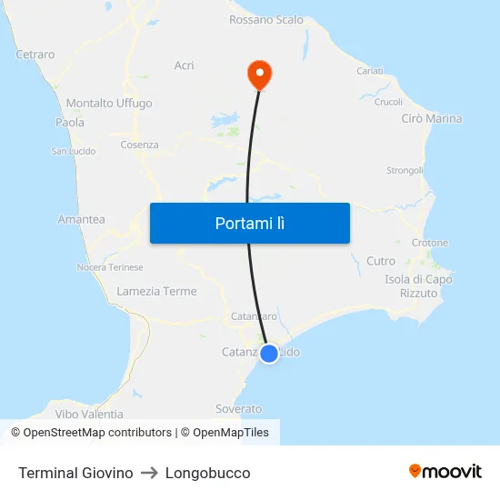 Terminal Giovino to Longobucco map
