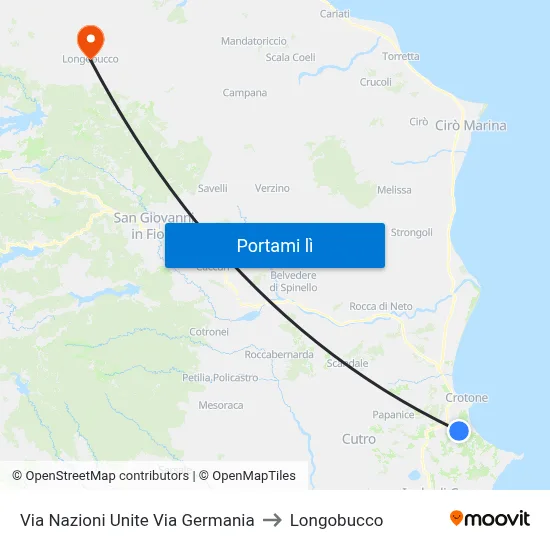Via Nazioni Unite Via Germania to Longobucco map