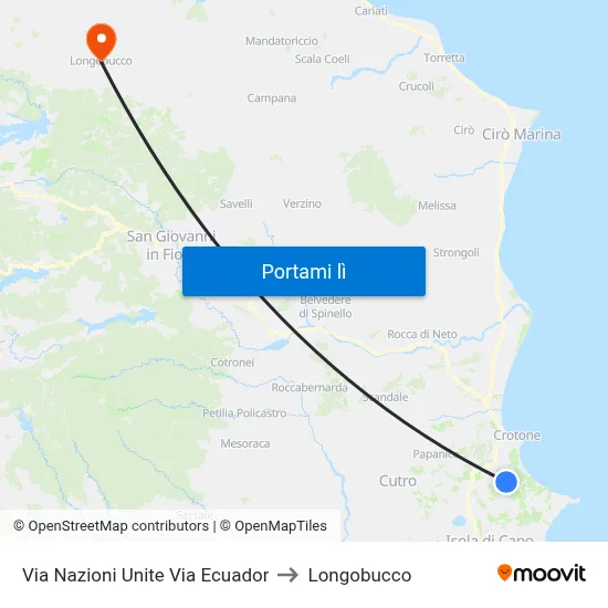 Via Nazioni Unite Via Ecuador to Longobucco map