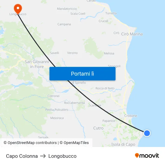 Capo Colonna to Longobucco map