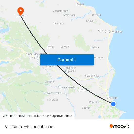 Via Taras to Longobucco map