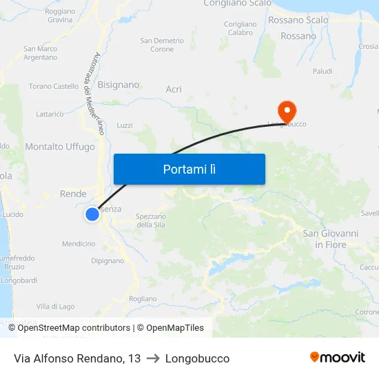 Via Alfonso Rendano, 13 to Longobucco map