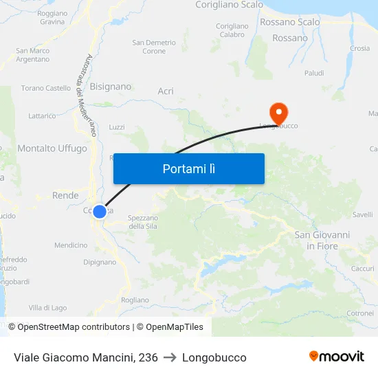 Viale Giacomo Mancini, 236 to Longobucco map
