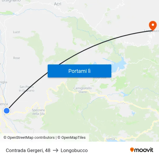 Contrada Gergeri, 48 to Longobucco map