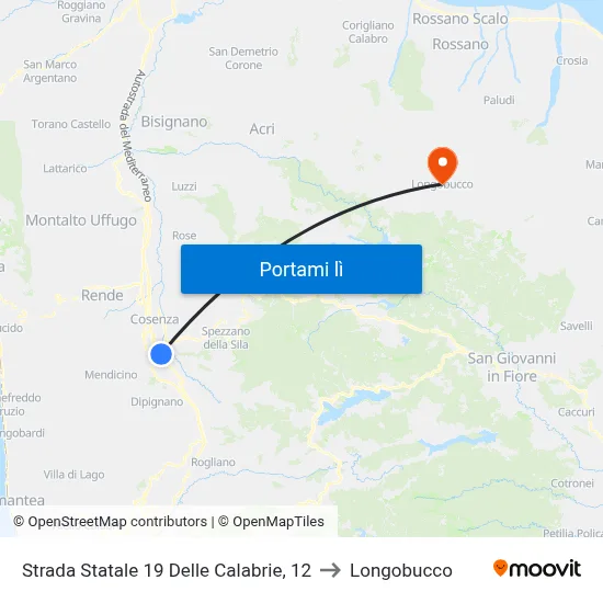 Strada Statale 19 Delle Calabrie, 12 to Longobucco map