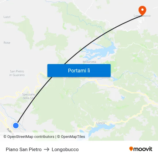 Piano San Pietro to Longobucco map