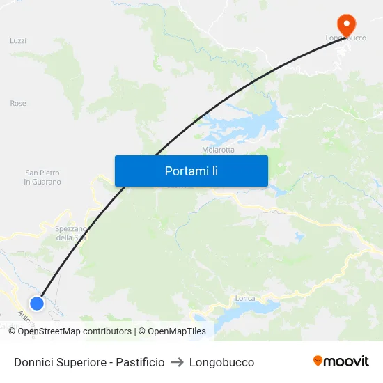Donnici Superiore - Pastificio to Longobucco map