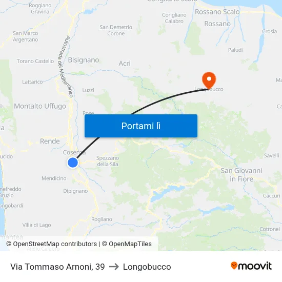 Via Tommaso Arnoni, 39 to Longobucco map