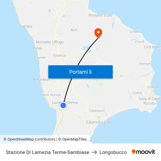 Stazione Di Lamezia Terme-Sambiase to Longobucco map
