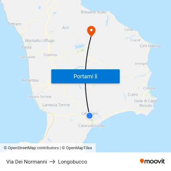 Via Dei Normanni to Longobucco map