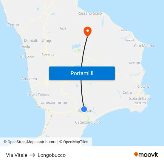 Via Vitale to Longobucco map
