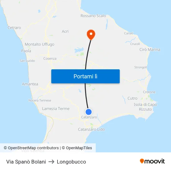 Via Spanò Bolani to Longobucco map