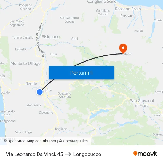 Via Leonardo Da Vinci, 45 to Longobucco map