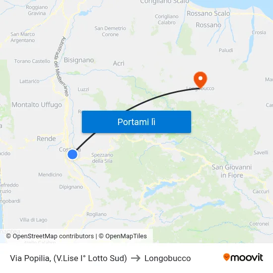 Via Popilia, (V.Lise I° Lotto Sud) to Longobucco map