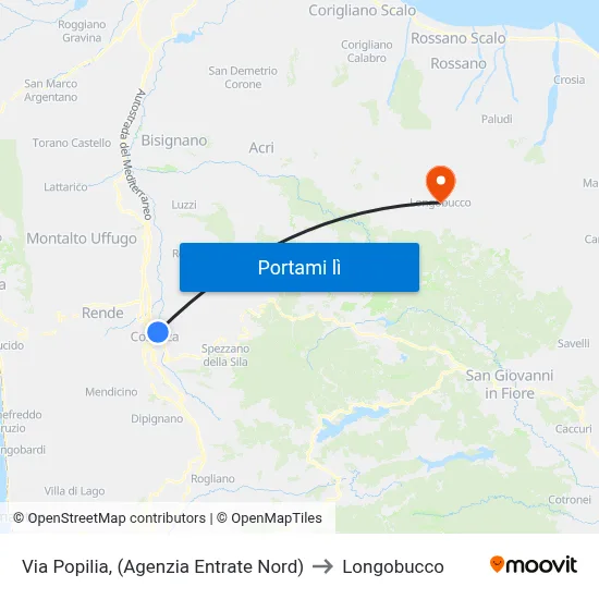 Via Popilia, (Agenzia Entrate Nord) to Longobucco map