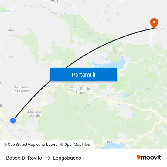 Bosco Di Rovito to Longobucco map