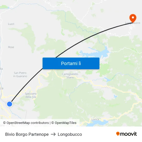 Bivio Borgo Partenope to Longobucco map