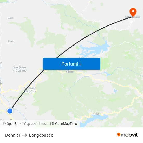 Donnici to Longobucco map