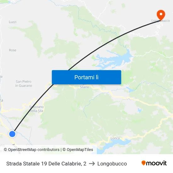 Strada Statale 19 Delle Calabrie, 2 to Longobucco map