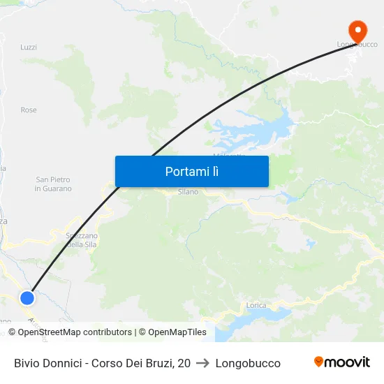 Bivio Donnici - Corso Dei Bruzi, 20 to Longobucco map
