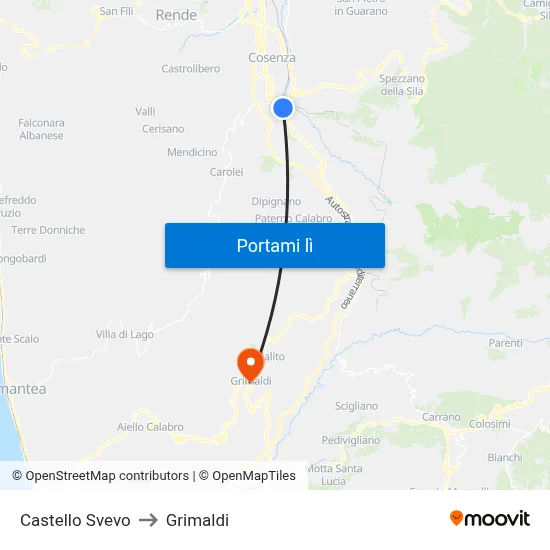 Castello Svevo to Grimaldi map