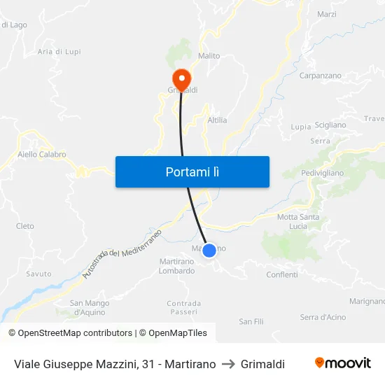 Viale Giuseppe Mazzini, 31 - Martirano to Grimaldi map