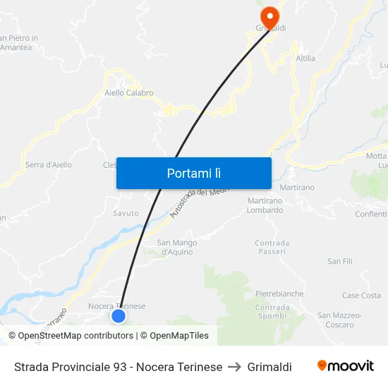Strada Provinciale 93 - Nocera Terinese to Grimaldi map