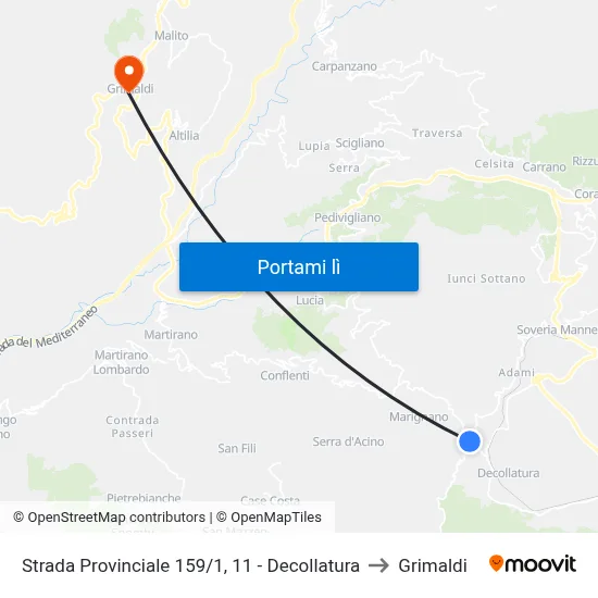Strada Provinciale 159/1, 11 - Decollatura to Grimaldi map