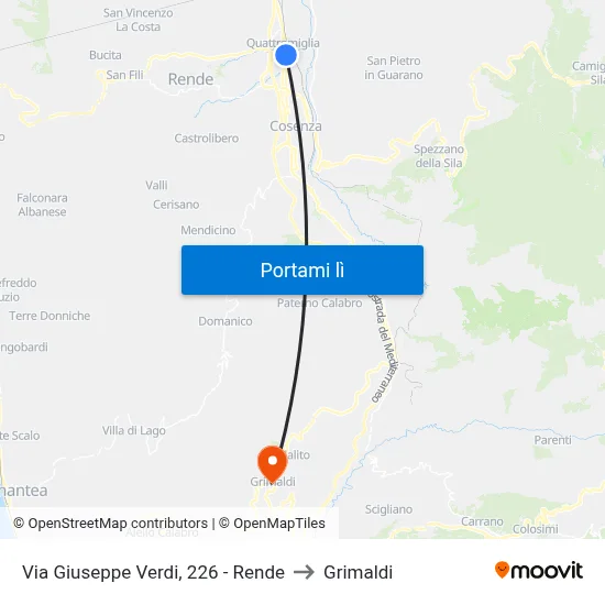 Via Giuseppe Verdi, 226 - Rende to Grimaldi map
