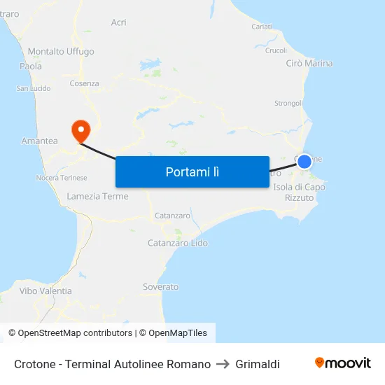 Crotone - Terminal Autolinee Romano to Grimaldi map