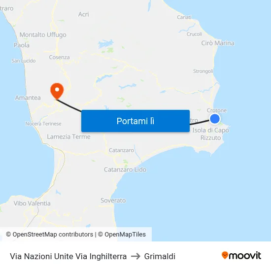 Via Nazioni Unite Via Inghilterra to Grimaldi map