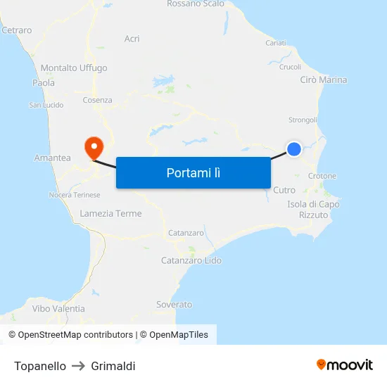 Topanello to Grimaldi map