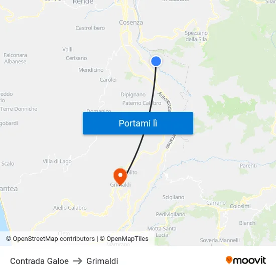 Contrada Galoe to Grimaldi map