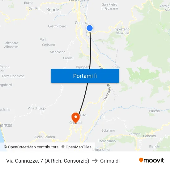 Via Cannuzze, 7 (A Rich. Consorzio) to Grimaldi map