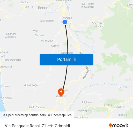 Via Pasquale Rossi, 71 to Grimaldi map