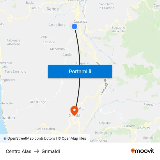 Centro Aias to Grimaldi map
