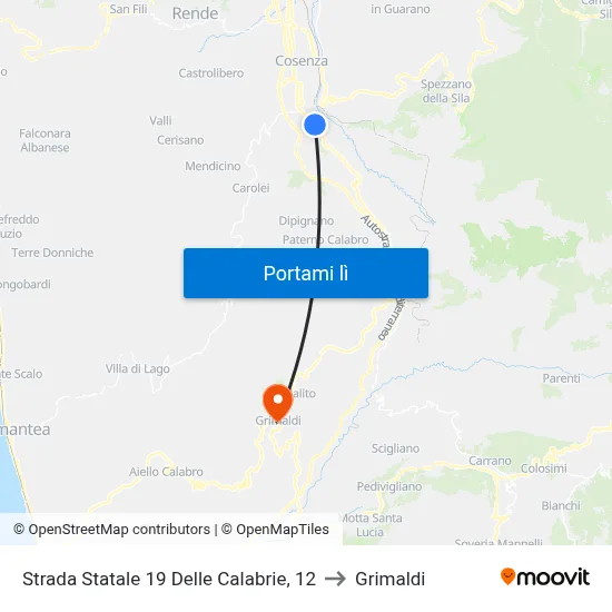 Strada Statale 19 Delle Calabrie, 12 to Grimaldi map