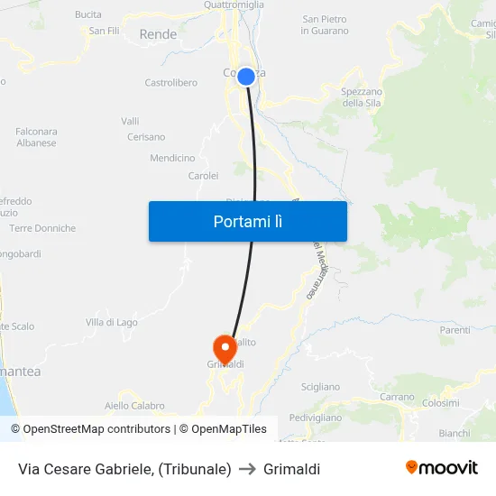 Via Cesare Gabriele, (Tribunale) to Grimaldi map