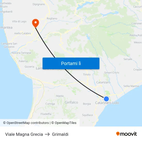 Viale Magna Grecia to Grimaldi map