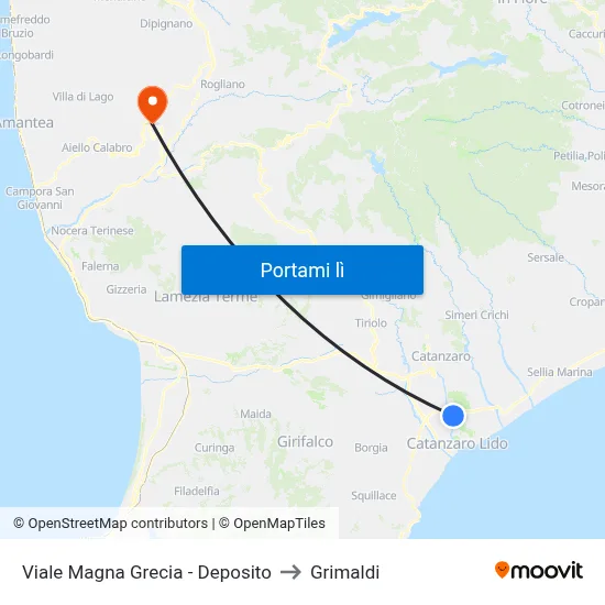 Viale Magna Grecia - Deposito to Grimaldi map