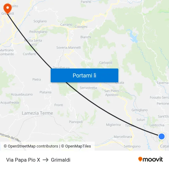 Via Papa Pio X to Grimaldi map