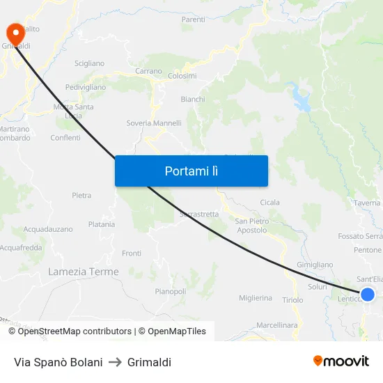 Via Spanò Bolani to Grimaldi map