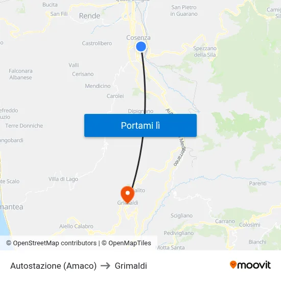 Autostazione (Amaco) to Grimaldi map