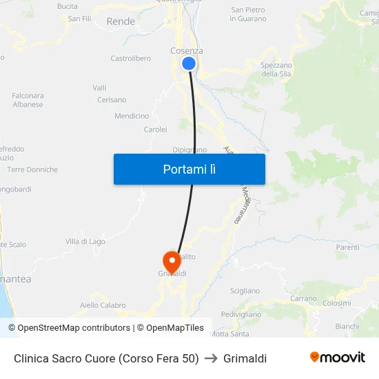 Clinica Sacro Cuore (Corso Fera 50) to Grimaldi map