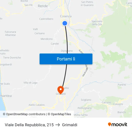 Viale Della Repubblica, 215 to Grimaldi map